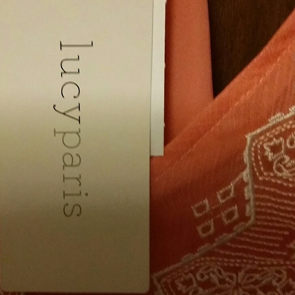 NWT LUCA PARIS CORAL & WHITE EMBROIDERED TOP - Picture 5 of 10